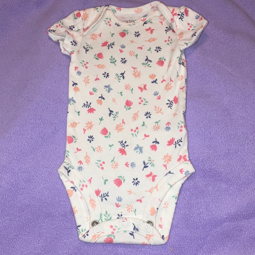 3/$15 Carter's Newborn Floral Butterfly Short Sleeve Bodysuit